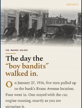 Preview of Rooted Chicago Field Notes launch issue featuring the 1916 Washington Park National Bank robbery story.